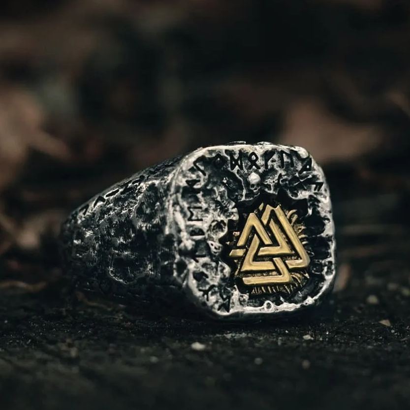 925 Sterling Silver Antique Valknut Ring
