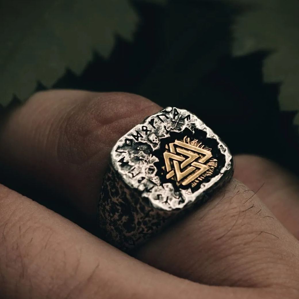925 Sterling Silver Antique Valknut Ring