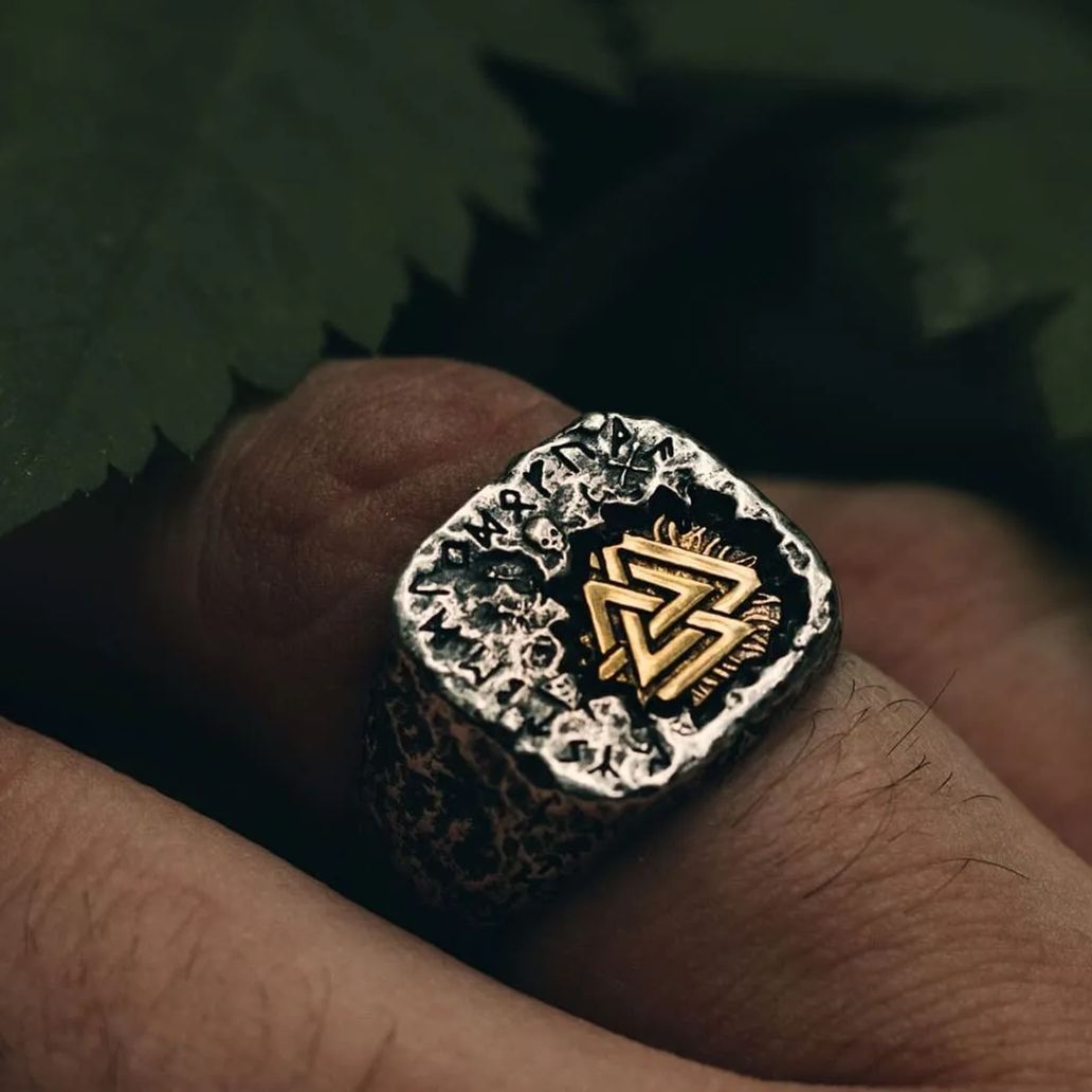 925 Sterling Silver Antique Valknut Ring