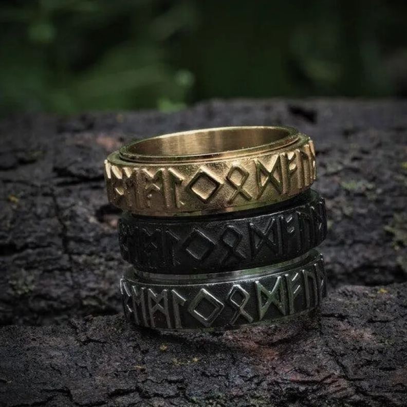 Viking runes rotating ring