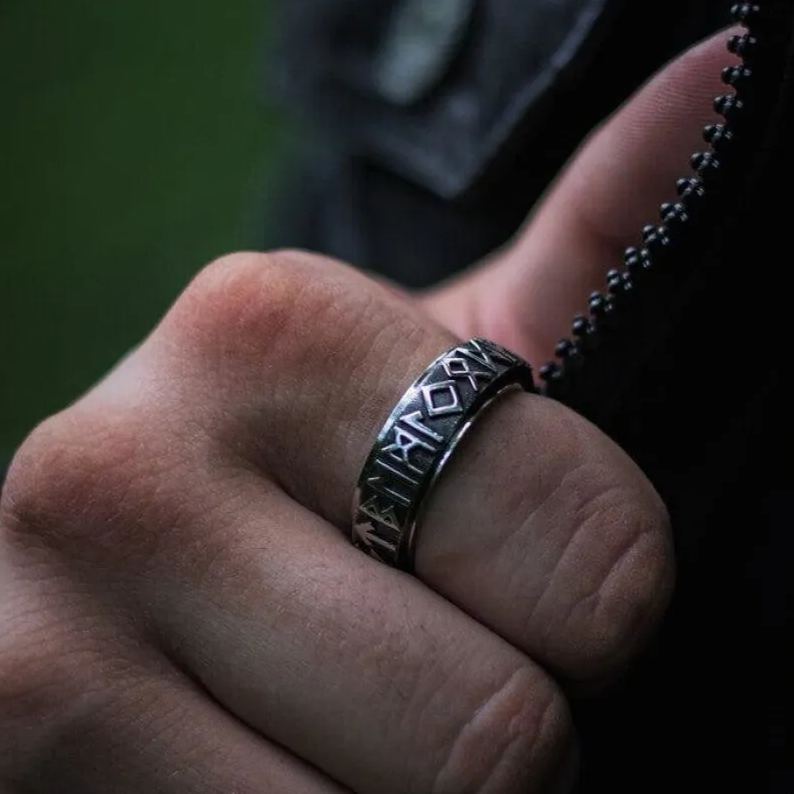 Viking runes rotating ring