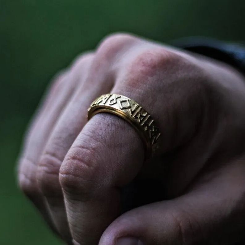 Viking runes rotating ring