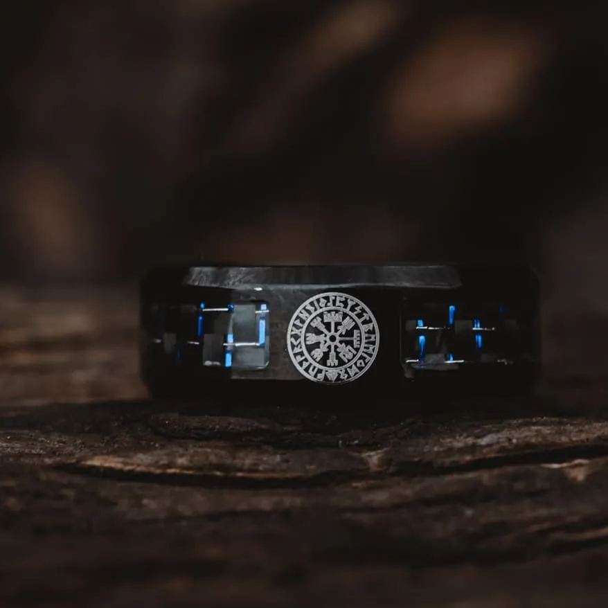 Black Stainless Steel Vegvisir Ring