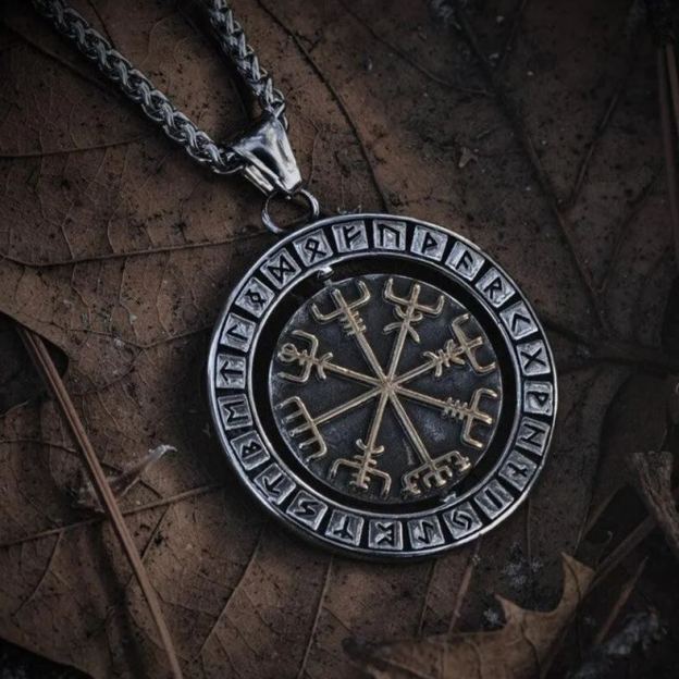 Rotating Pendant Vegvisir and Valknut Symbols