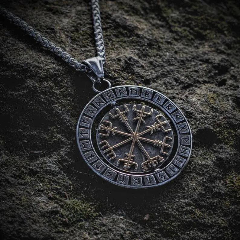 Rotating Pendant Vegvisir and Valknut Symbols