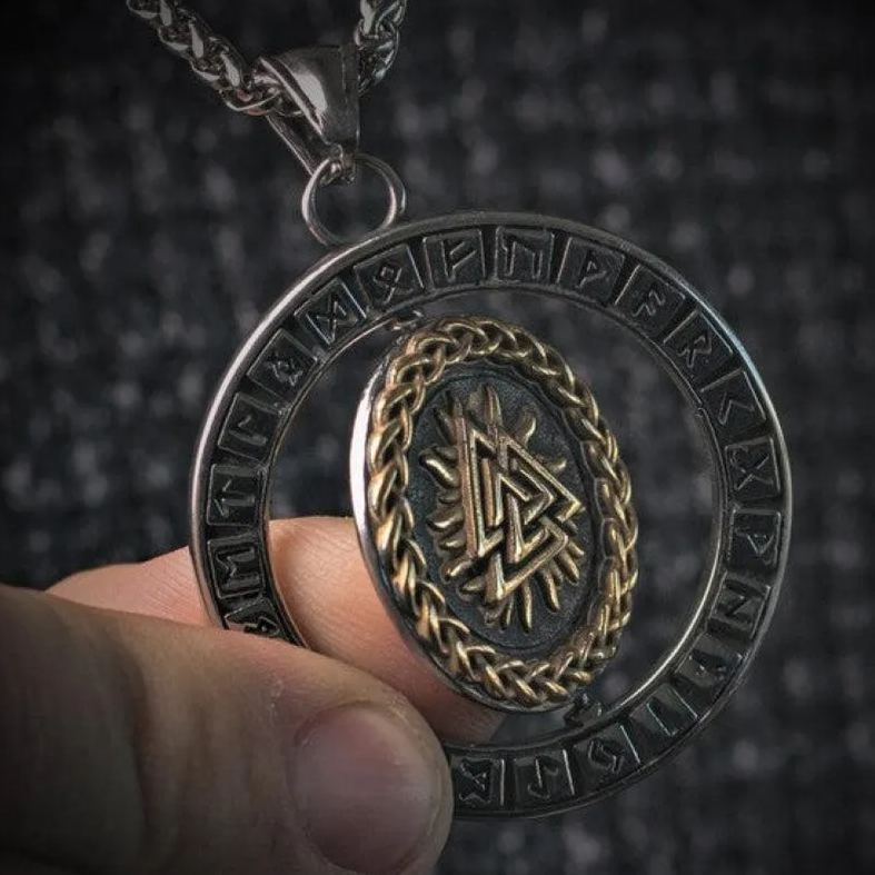 Rotating Pendant Vegvisir and Valknut Symbols