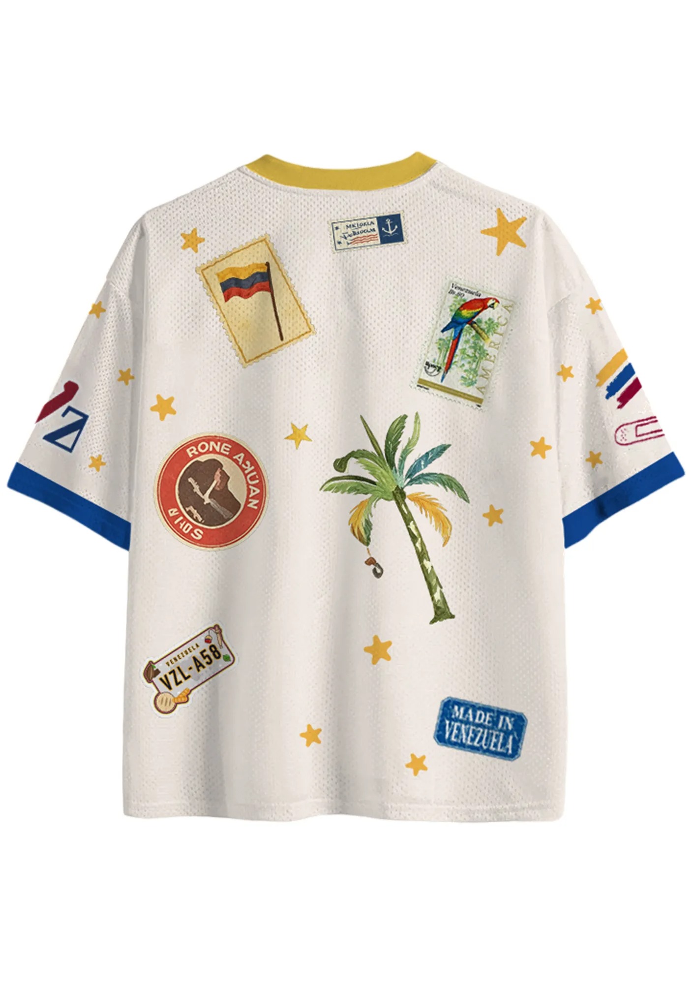 Venezuela National Orchid Yellow Star Tree Bird Stamp Jersey Shirts