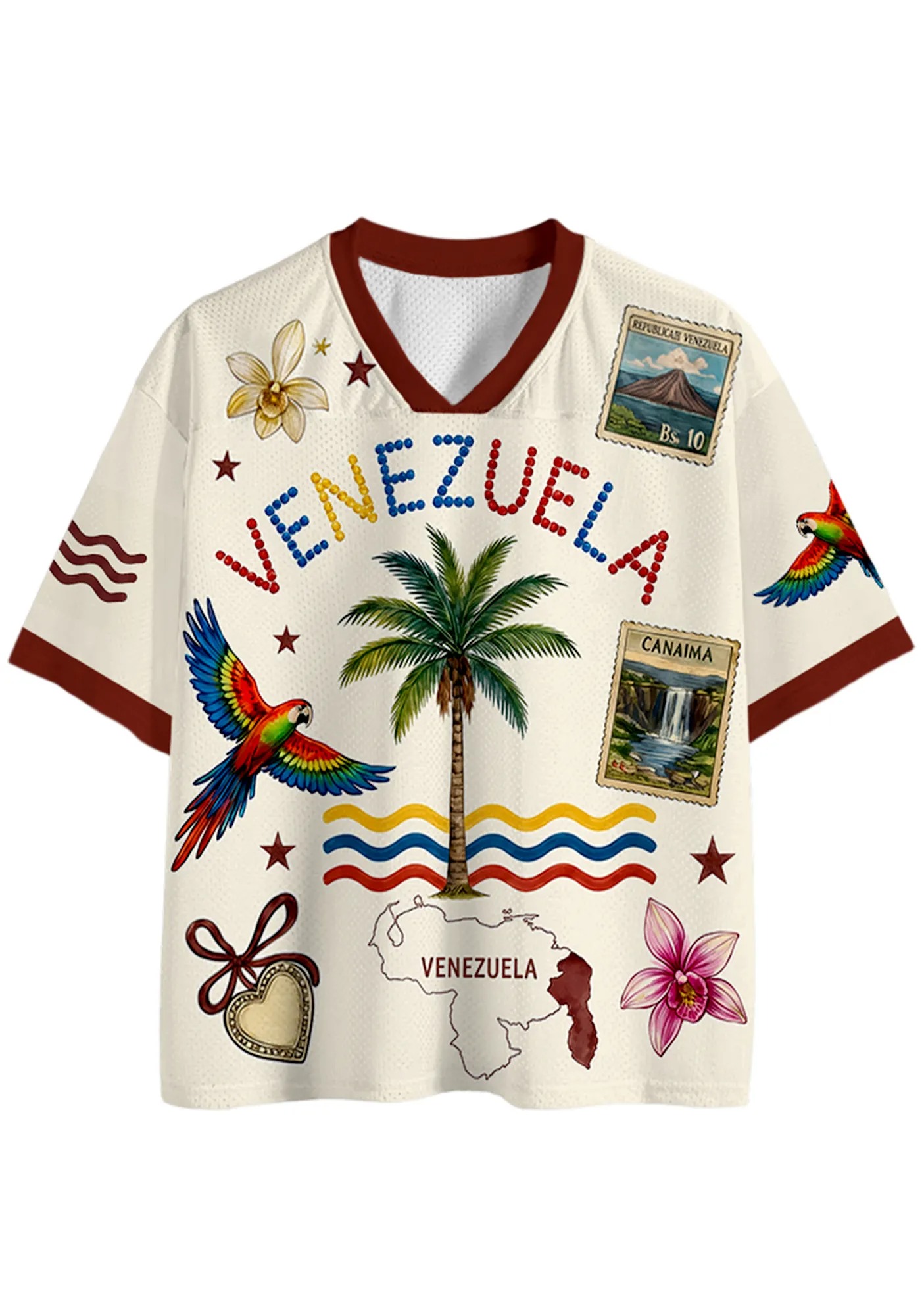 Tropical Venezuela Parrot Stamp Travel Jersey Shirts