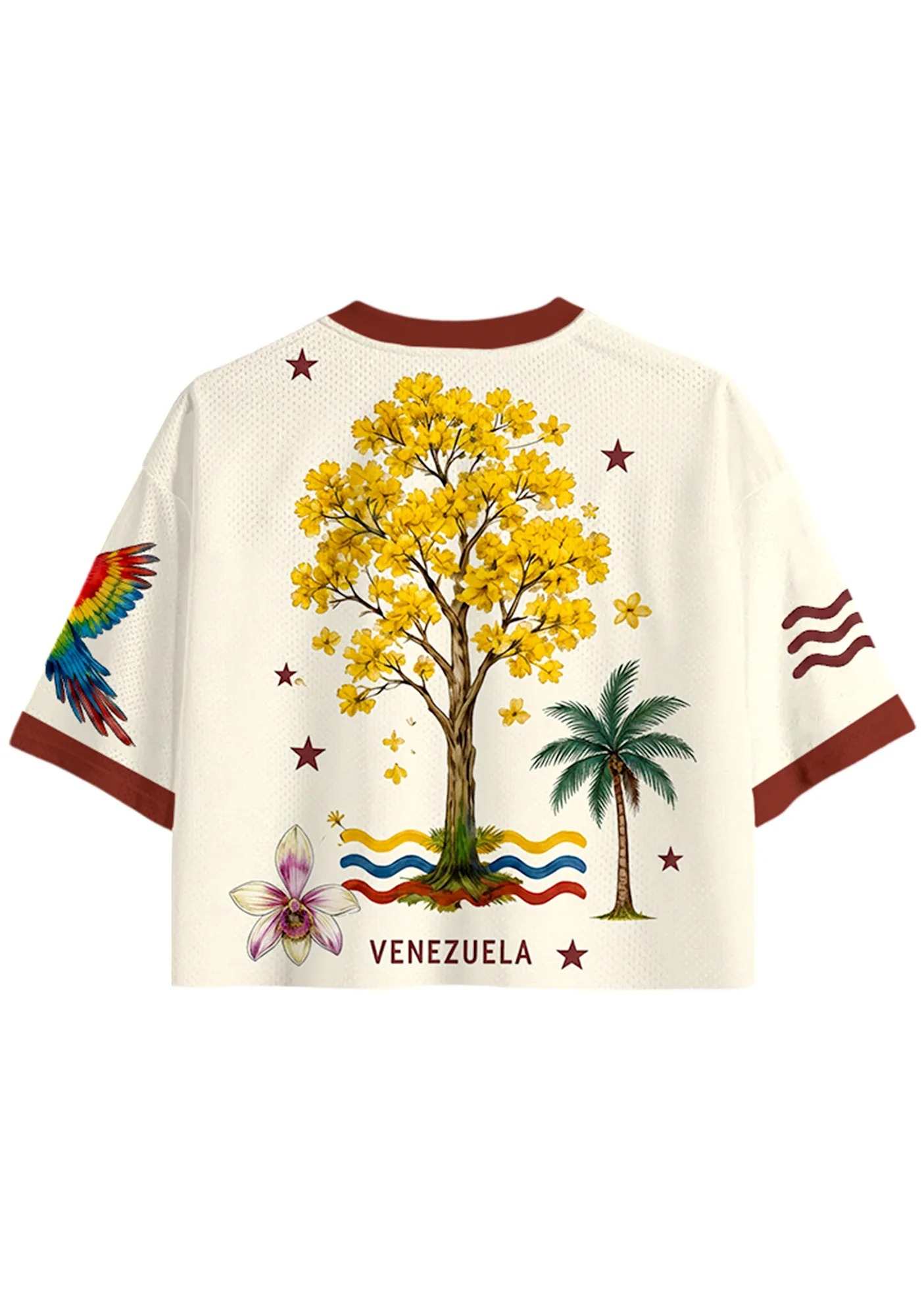 Tropical Venezuela Parrot Stamp Travel  Crop Sport Jersey Shirts