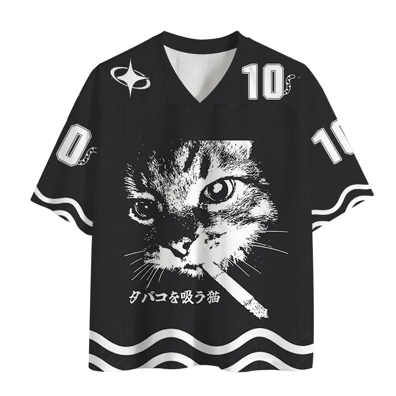 Retro Cat Smoking Mesh Jersey