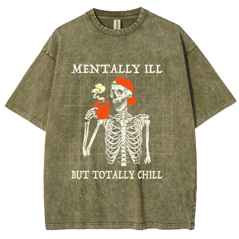 Mentally Ill Unisex Vintage Wash Denim T-Shirts🔥Buy 4 get 5th 50%OFF🔥