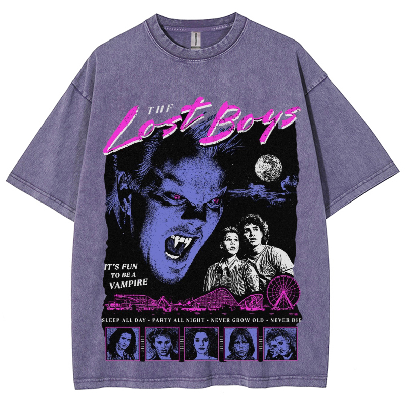 The Lost Unisex Vintage Wash Denim T-Shirts-Print-cool