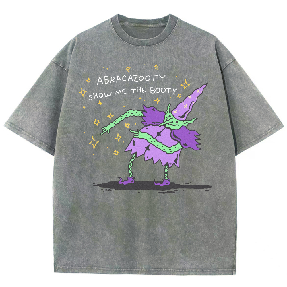 Unisex Magician Printed Retro Washed Short Sleeved T-Shirt