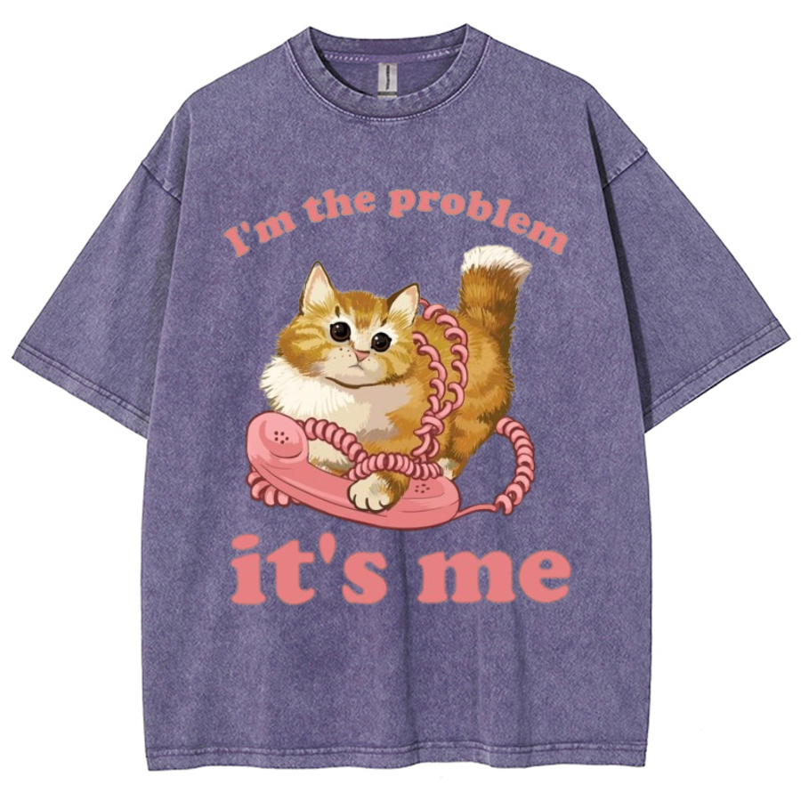 Its Me Unisex Printed Retro Washed Short Sleeved T-Shirt-Print-cool