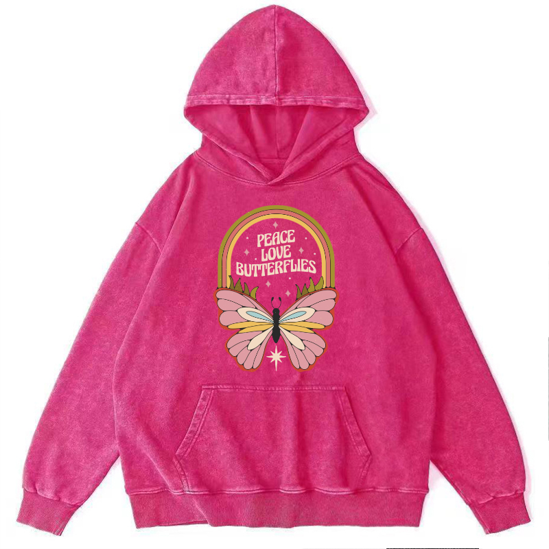 Peace Unisex Printed Casual Washed Hoodie Sweatshirt