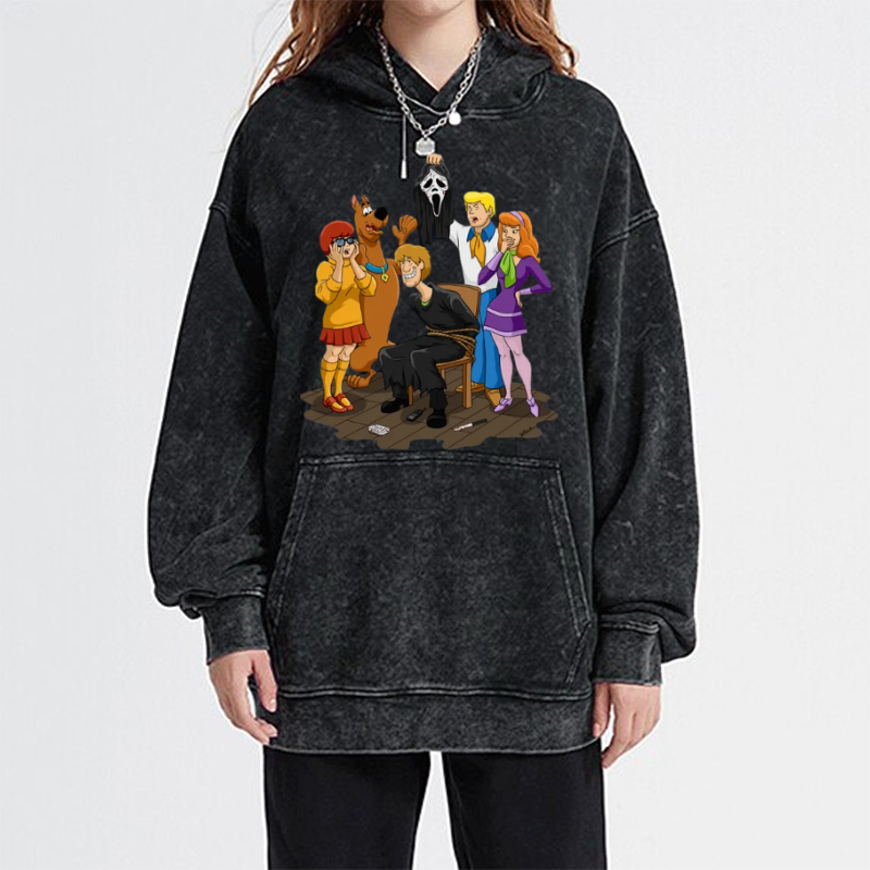 Ghost Face Unisex Printed Casual Washed Hoodie Sweatshirt-Print-cool
