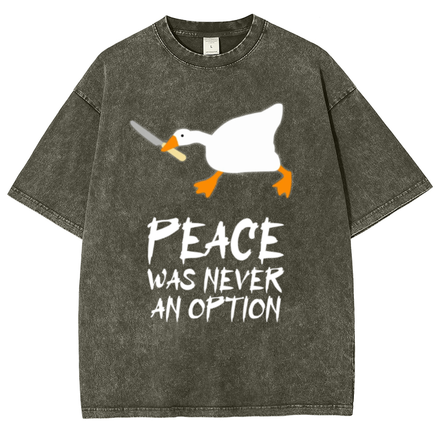 Peace Unisex Oversized Print Vintage Wash Denim T-Shirt-Print-cool