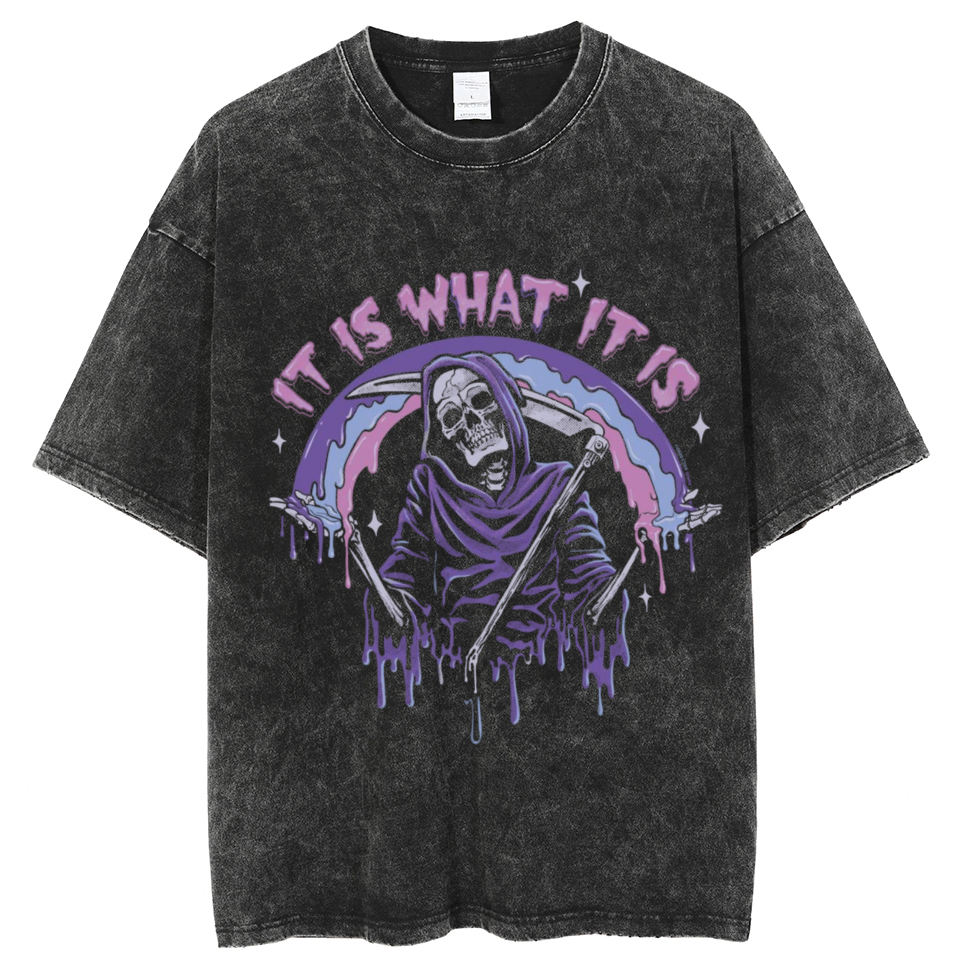 It Is What It Is Unisex Vintage Solid Wash Denim T-Shirts🔥Buy 4 get 5th 50%OFF🔥