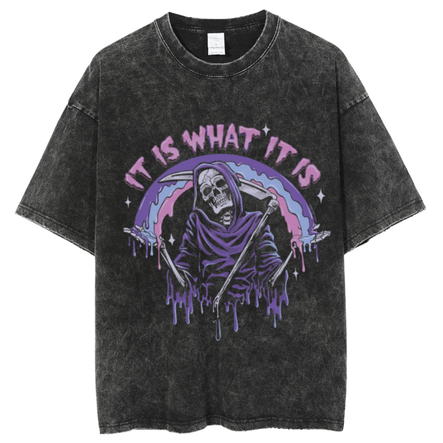 It Is What It Is Unisex Vintage Solid Wash Denim T-Shirts🔥Buy 4 get 5th 50%OFF🔥