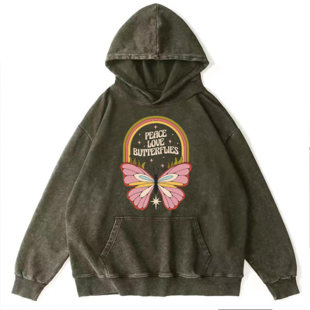 Peace Unisex Printed Casual Washed Hoodie Sweatshirt