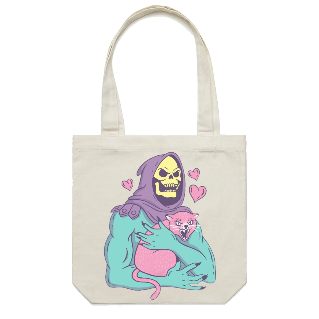 Funny Skull Cat Casual Tote Bag