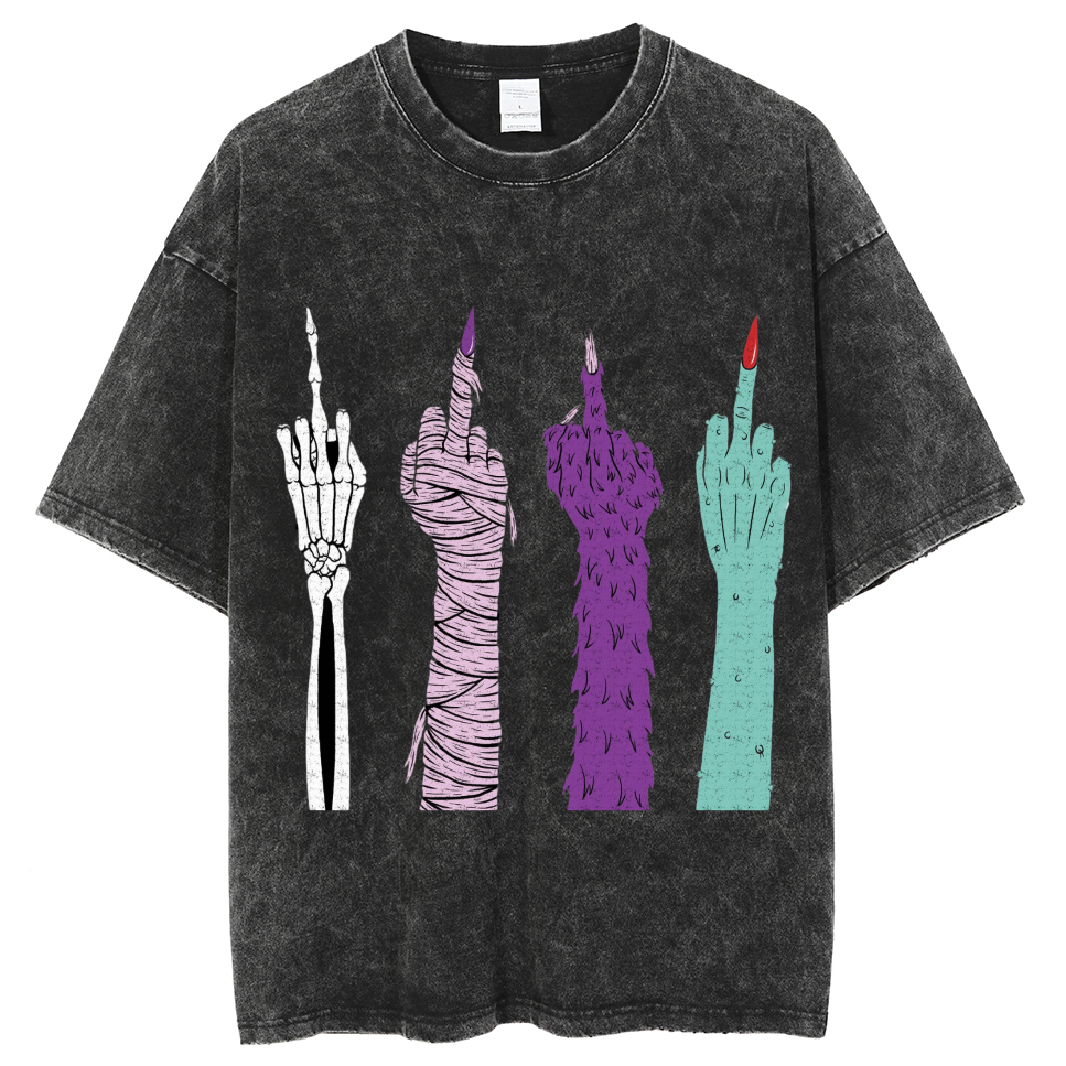 F*ck Monster Unisex Vintage Wash Denim T-Shirts-Print-cool