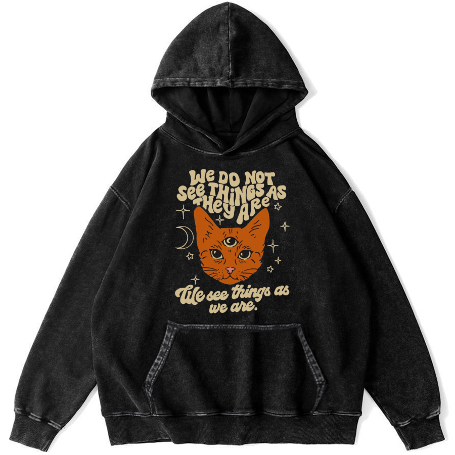 See Things Unisex Printed Casual Washed Hoodie Sweatshirt