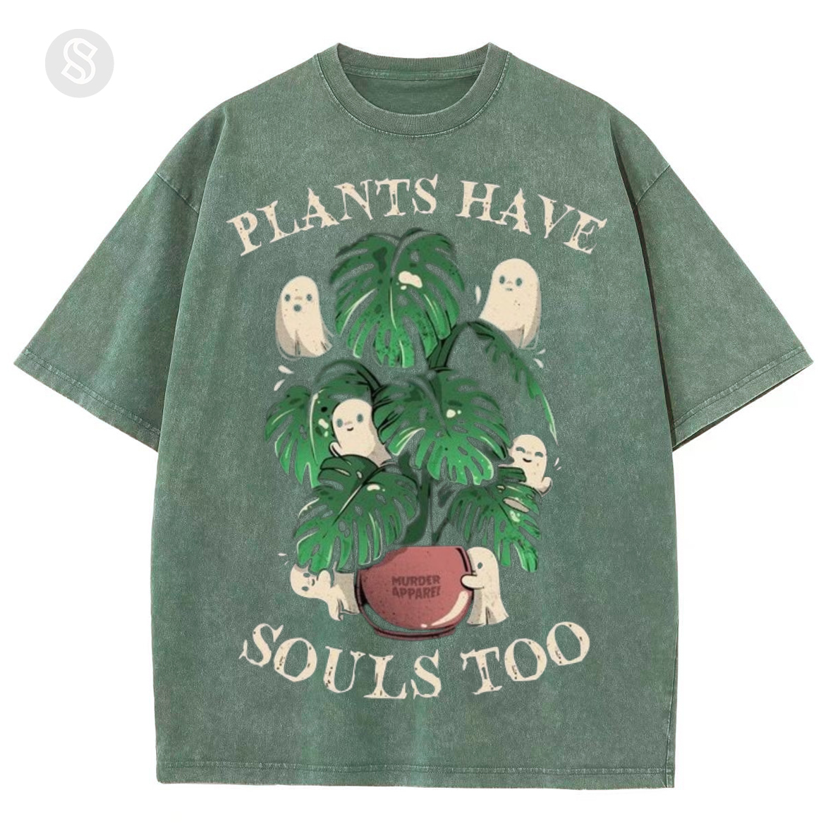 Plants Are Have Souls Too Unisex Printed Retro Washed Short Sleeved T-Shirt-Print-cool