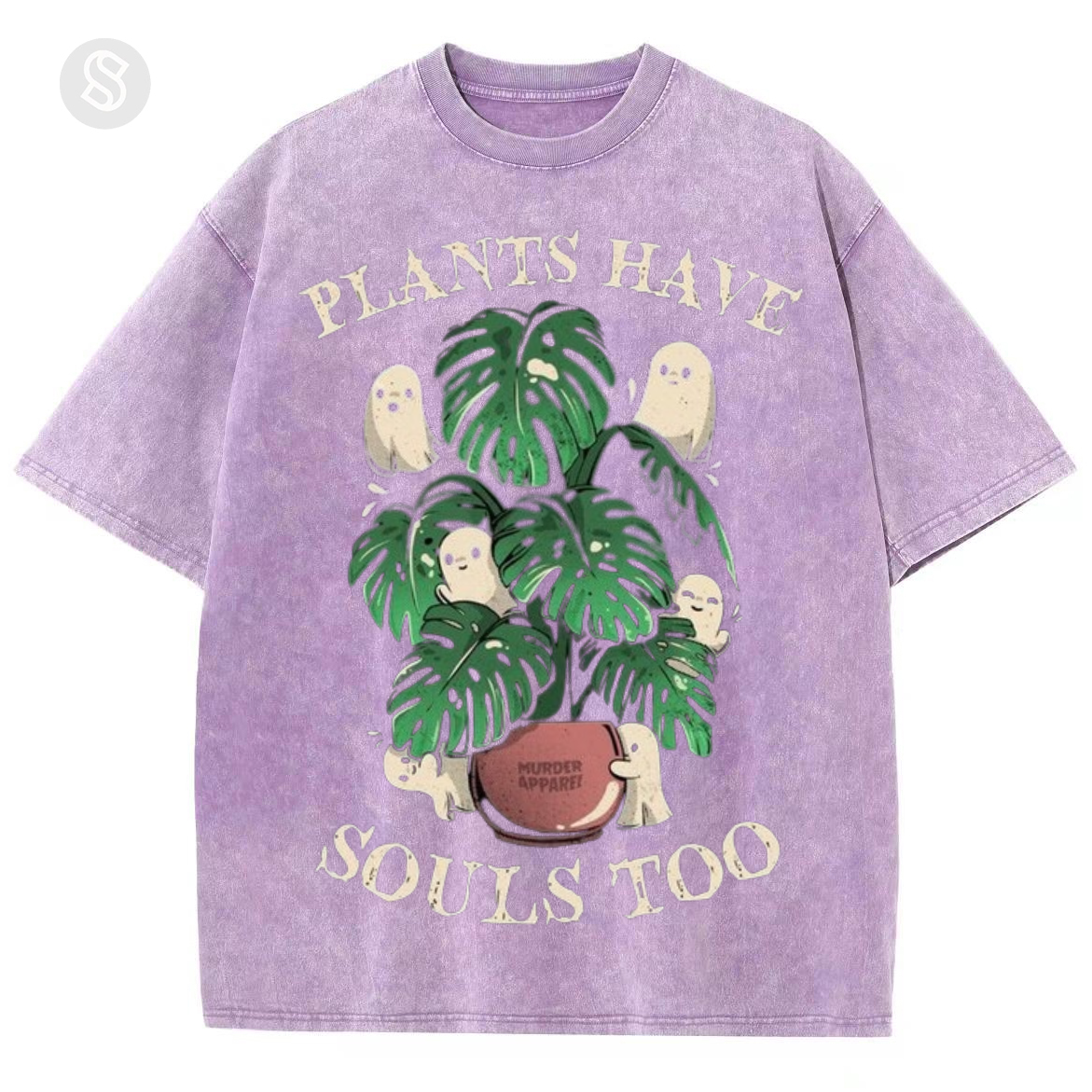 Plants Are Have Souls Too Unisex Printed Retro Washed Short Sleeved T-Shirt-Print-cool