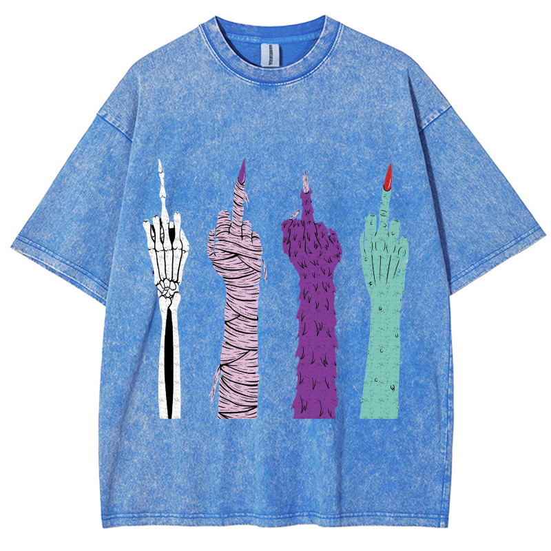 F*ck Monster Unisex Vintage Wash Denim T-Shirts-Print-cool