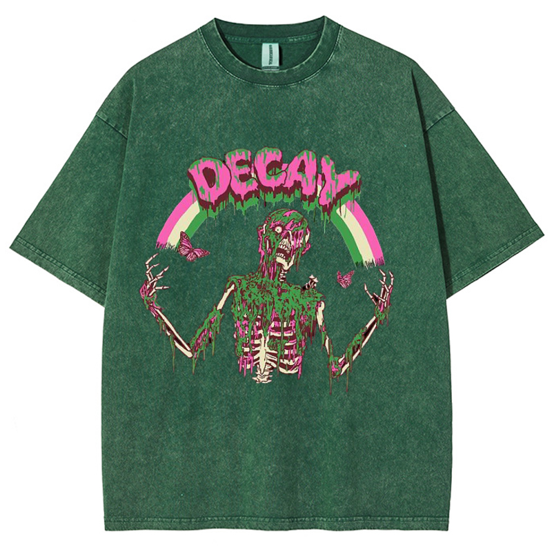 Decay Unisex Vintage Solid Wash Denim T-Shirts-Print-cool