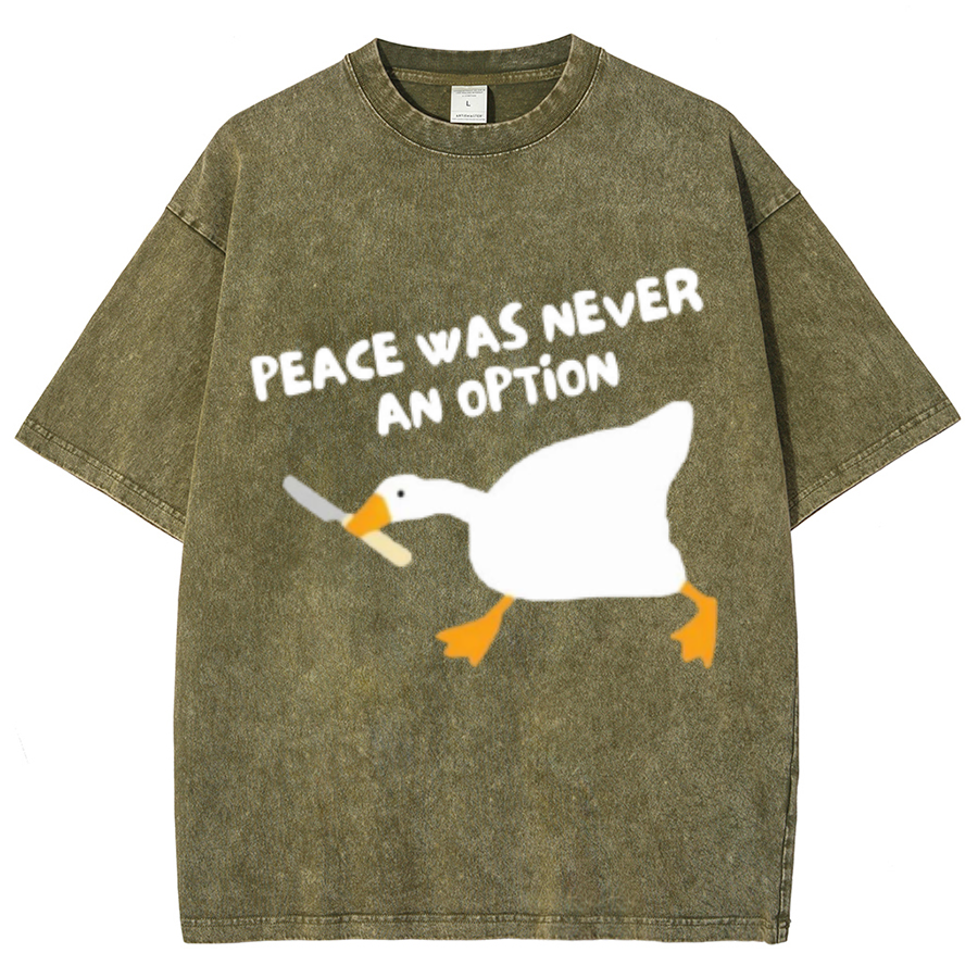 Peace Option Unisex Oversized Print Vintage Wash Denim T-Shirt-Print-cool
