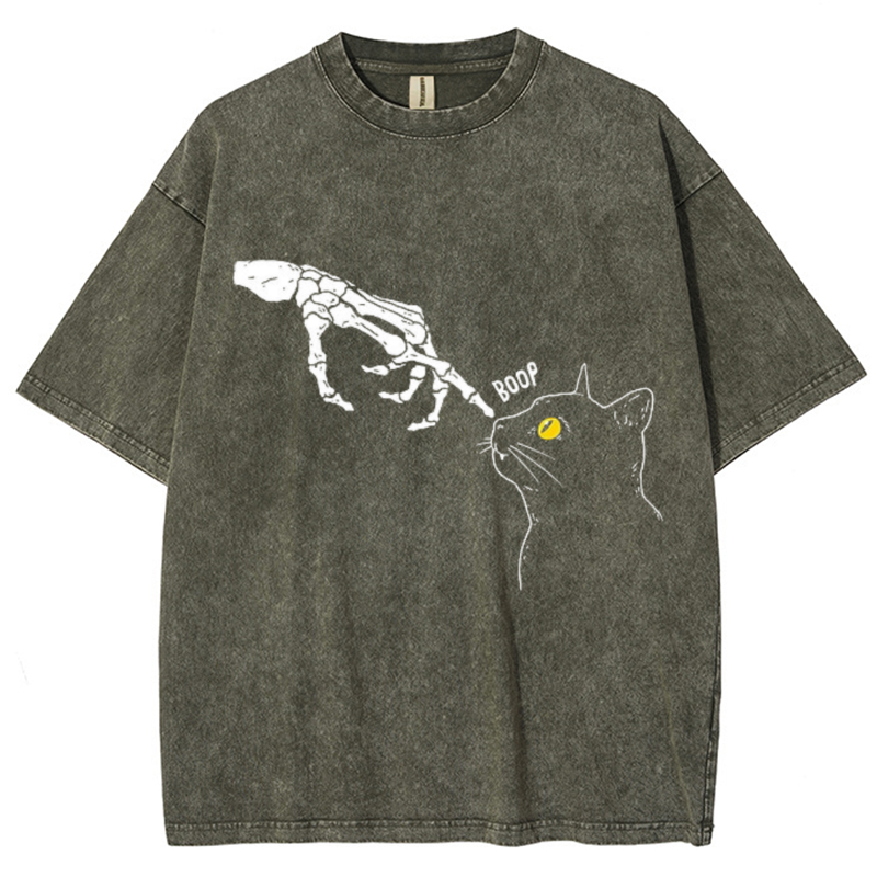 Spooky Boop Unisex Vintage Solid Wash Denim T-Shirts-Print-cool