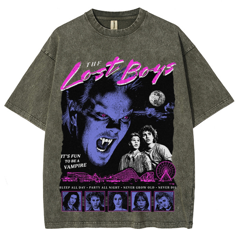 The Lost Unisex Vintage Wash Denim T-Shirts-Print-cool