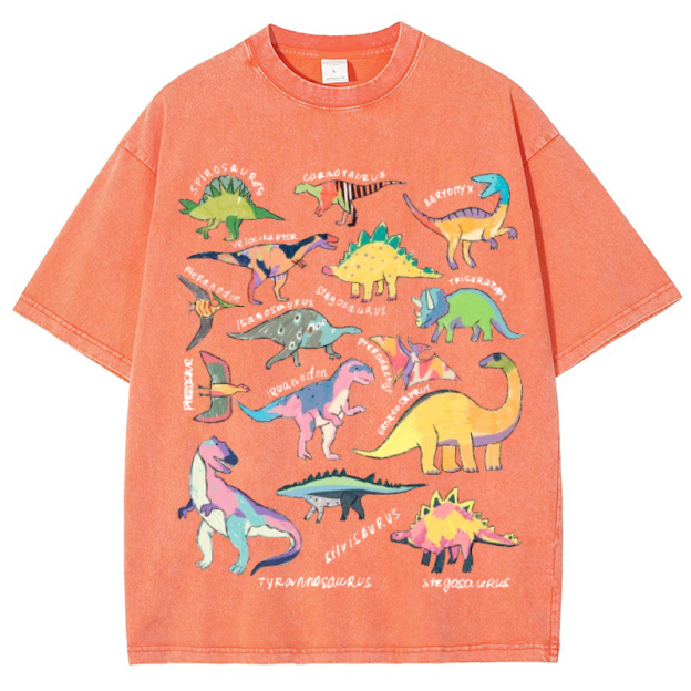 Types Of Dinosaur Vintage Snowflake Washed T-Shirt