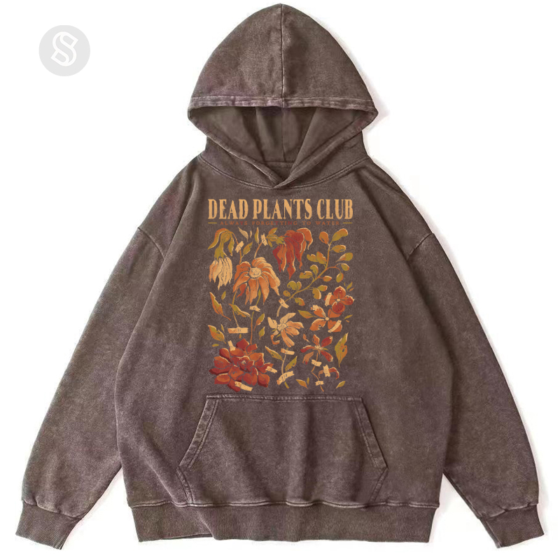 Dead Plants Club Unisex Printed Casual Washed Hoodie Sweatshirt-Print-cool