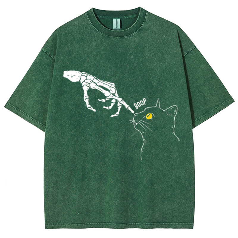 Spooky Boop Unisex Vintage Solid Wash Denim T-Shirts-Print-cool