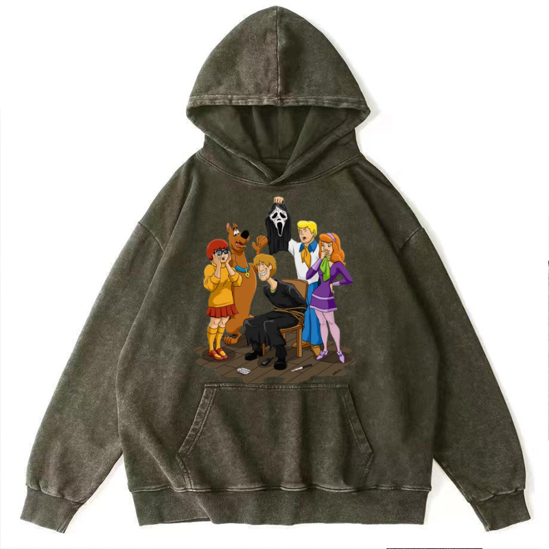 Ghost Face Unisex Printed Casual Washed Hoodie Sweatshirt-Print-cool