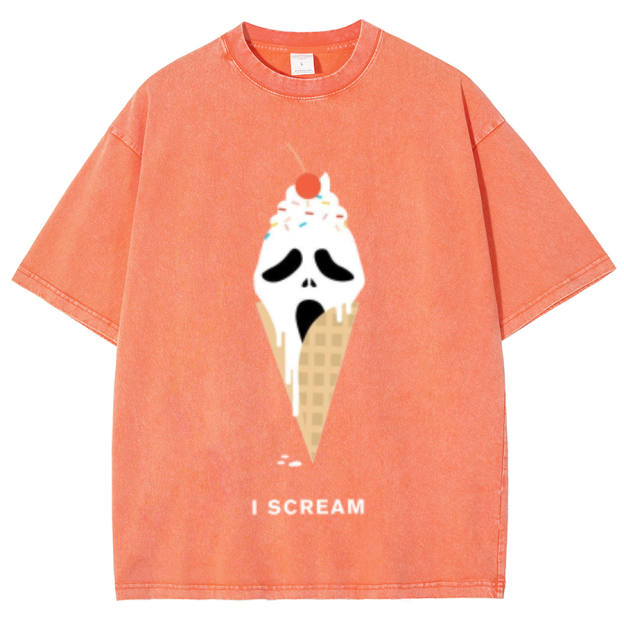 Iscream Unisex Oversized Print Vintage Wash Denim T-Shirt