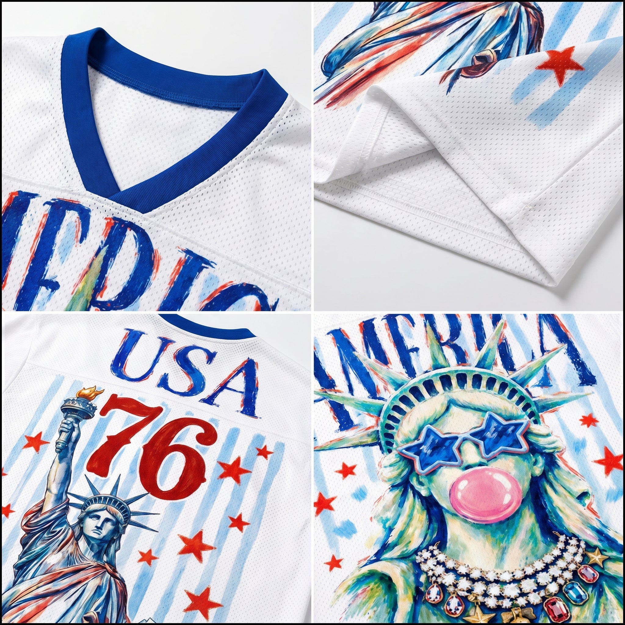 Chaotic Club Preppy Brushstroke Statue of Liberty Blowing Bubble Mesh Jersey