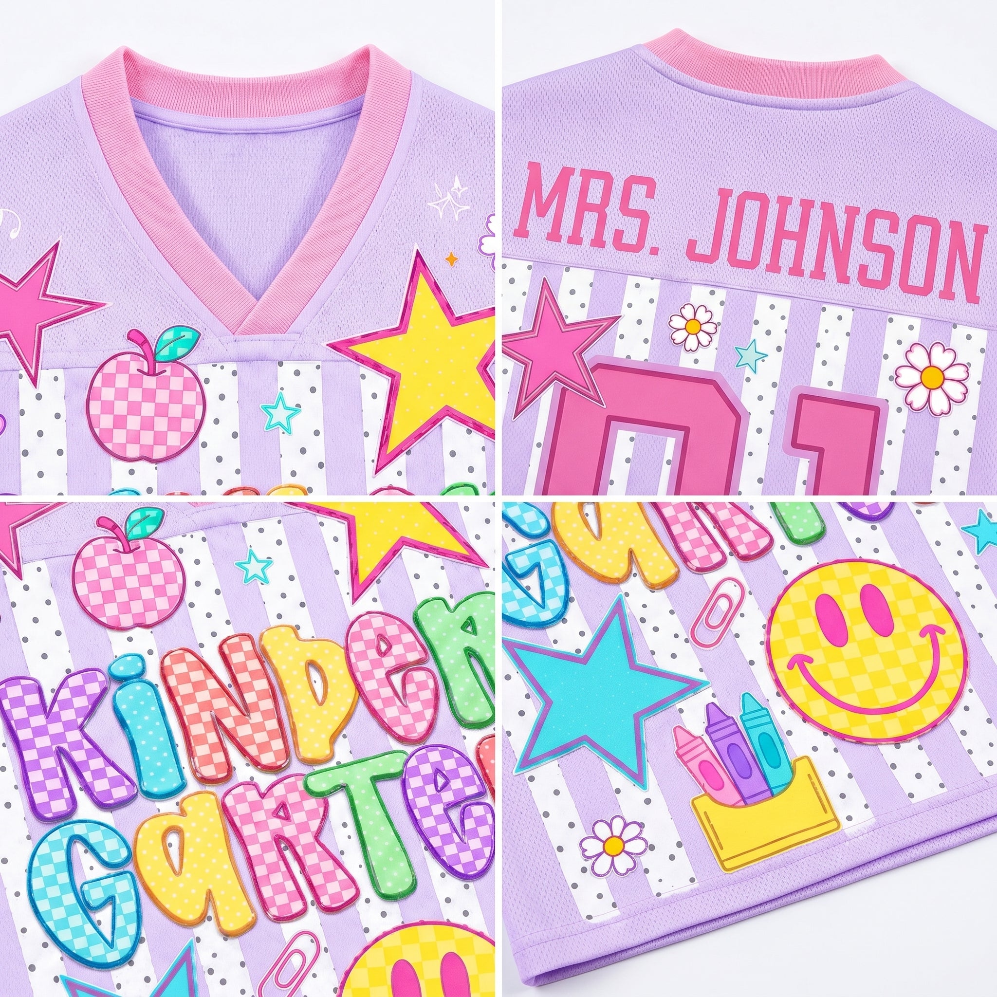 Chaotic Club Striped Neon Back To School Smiley Mesh Jersey