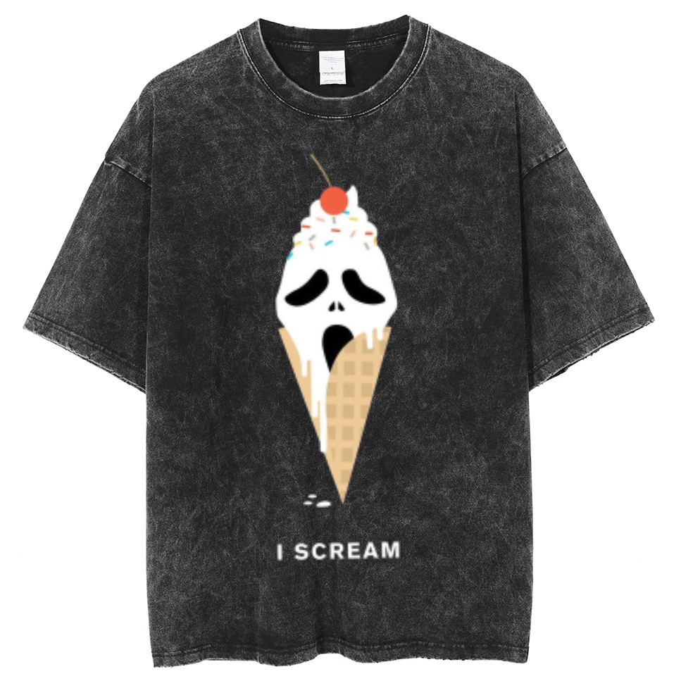 Iscream Unisex Oversized Print Vintage Wash Denim T-Shirt