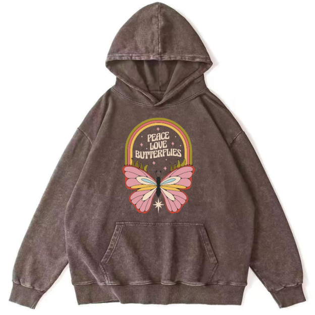 Peace Unisex Printed Casual Washed Hoodie Sweatshirt