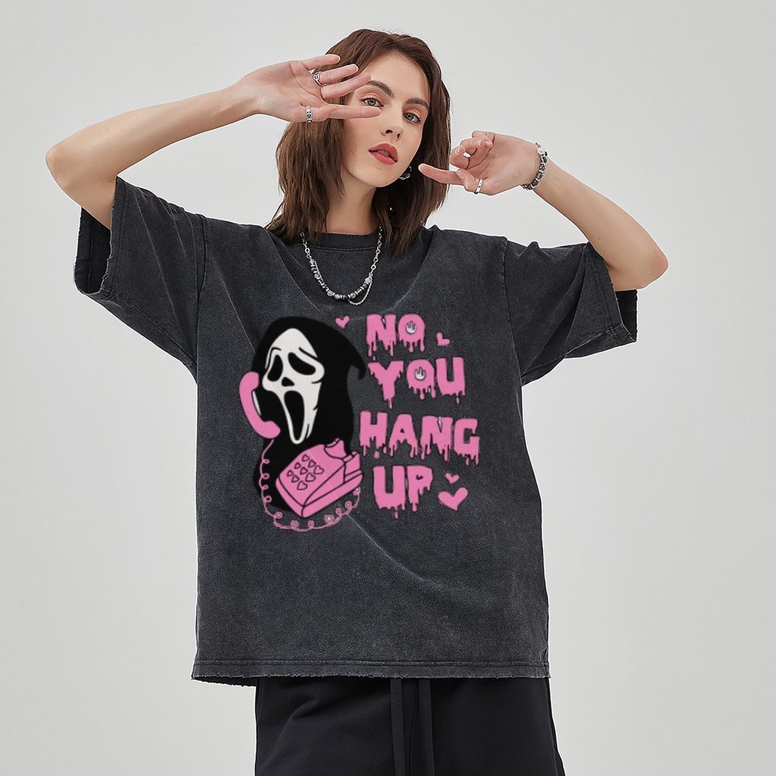 No You Hang Up Unisex Vintage Wash Denim T-Shirts-Print-cool