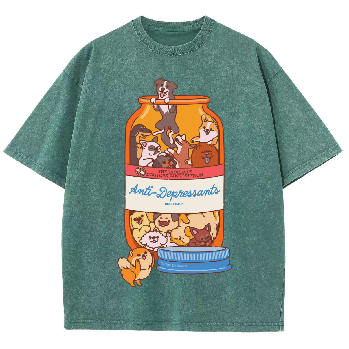 Antidepressant Unisex Vintage Solid Wash Denim T-Shirts-Print-cool