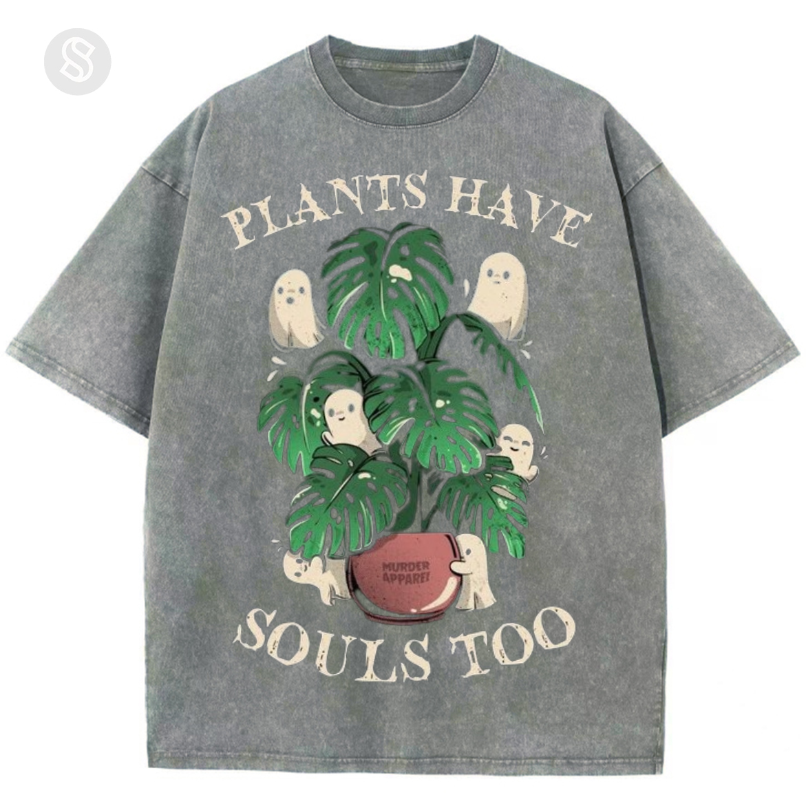 Plants Are Have Souls Too Unisex Printed Retro Washed Short Sleeved T-Shirt-Print-cool
