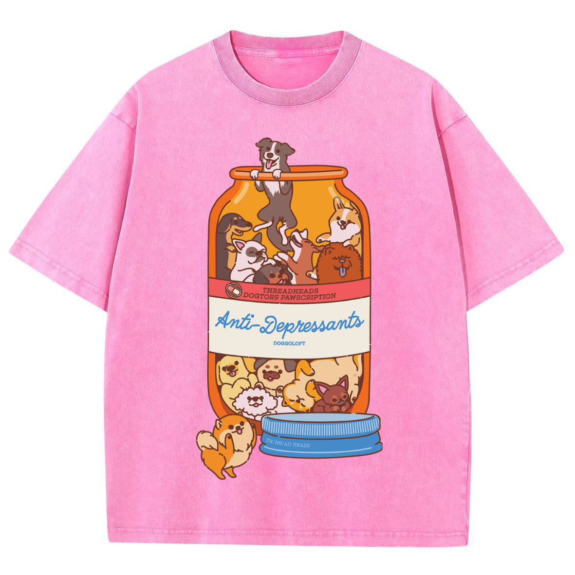 Antidepressant Unisex Vintage Solid Wash Denim T-Shirts-Print-cool