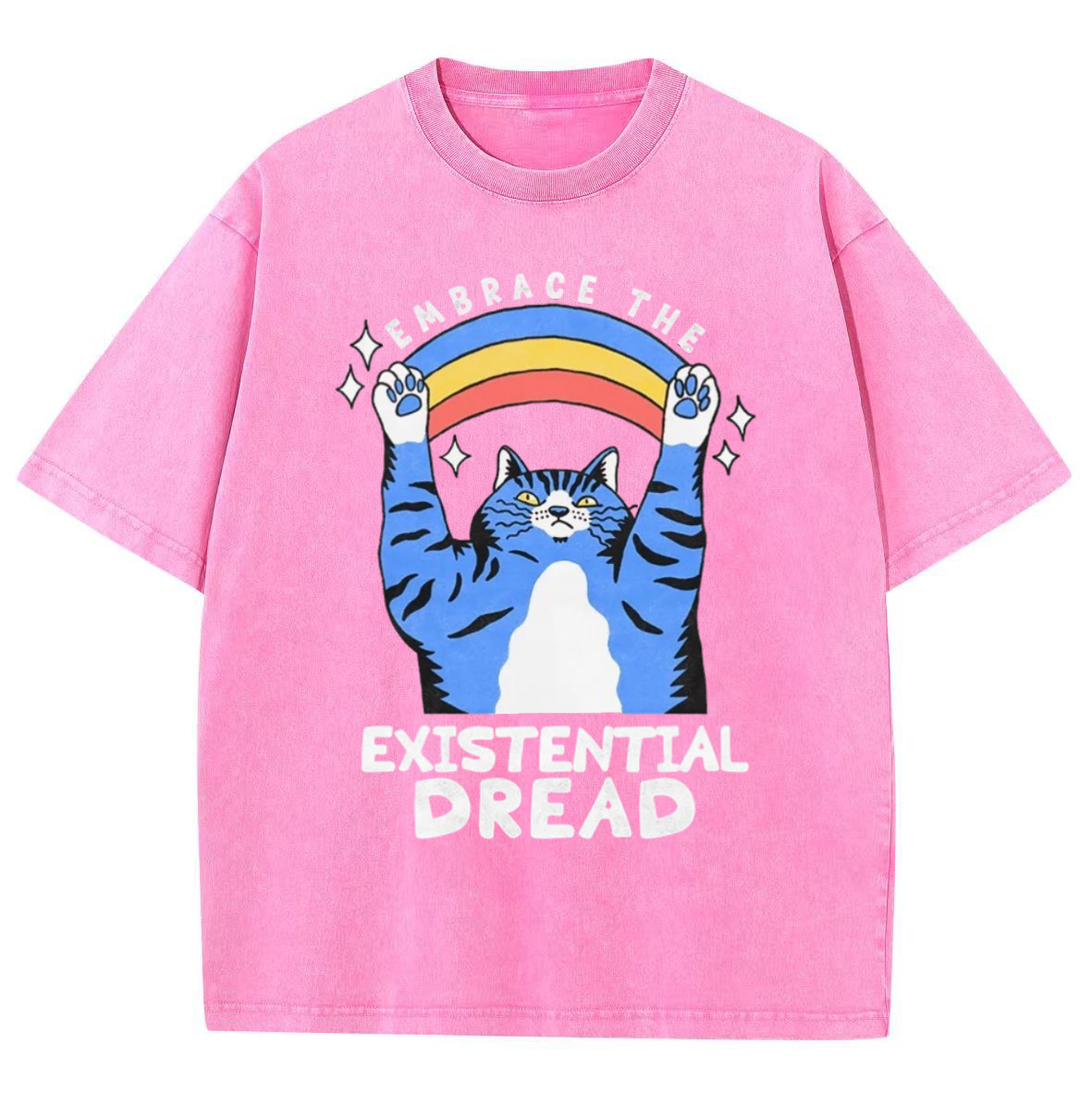 Embrace The Existential Dread Unisex Vintage Solid Wash Denim T-Shirts