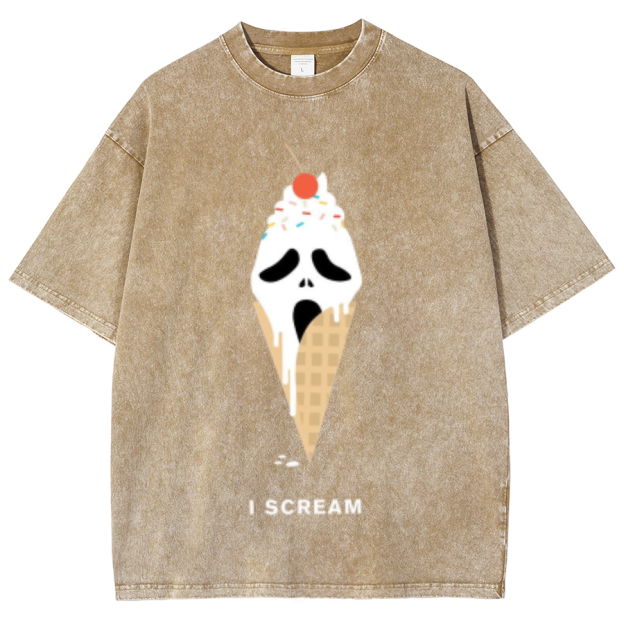 Iscream Unisex Oversized Print Vintage Wash Denim T-Shirt