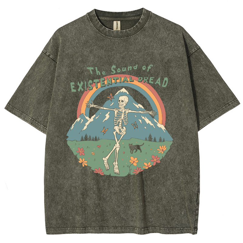 The Sound Of Existential Dread Unisex Vintage Wash Denim T-Shirts-Print-cool